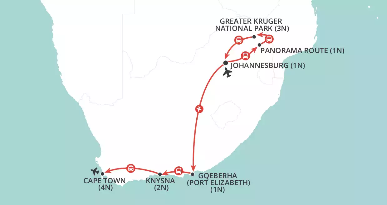 Kruger to Cape Explored map