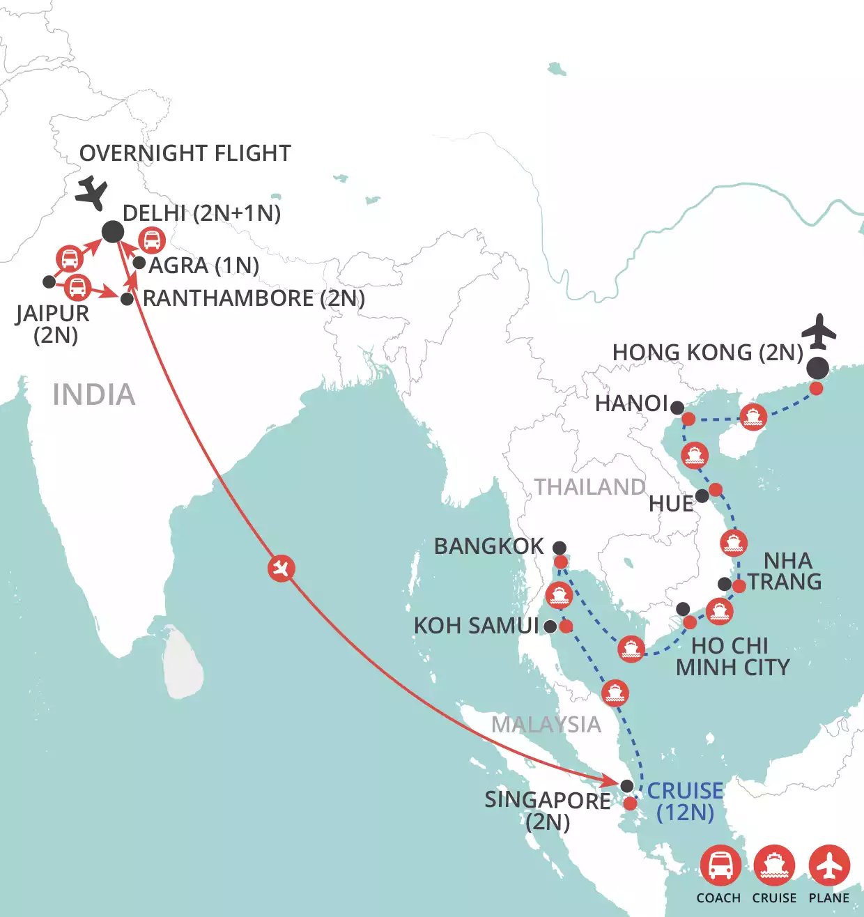 India by Land, Southeast Asia by Sea map