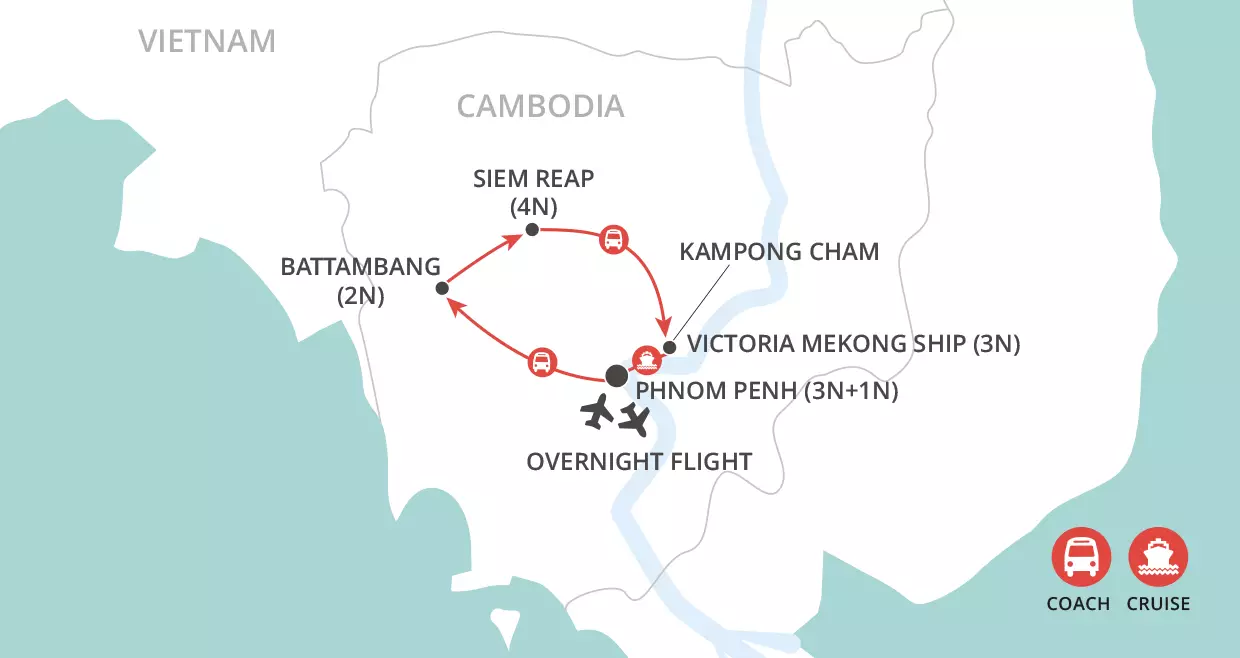 Angkor & Mekong Uncovered map