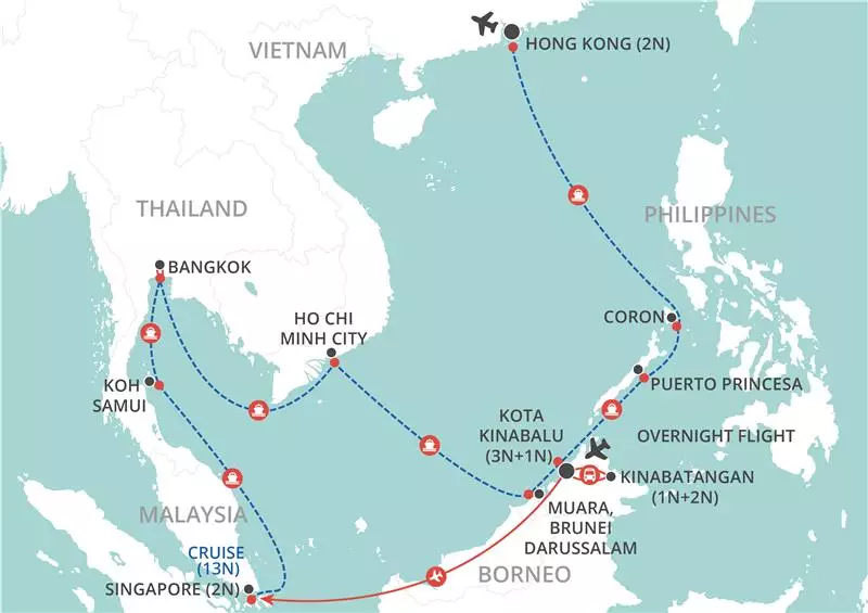 Borneo & Beyond map