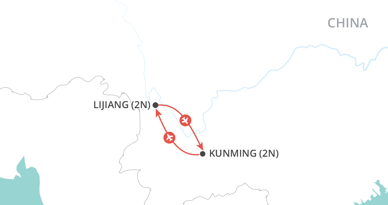 Kunming & Lijiang  map