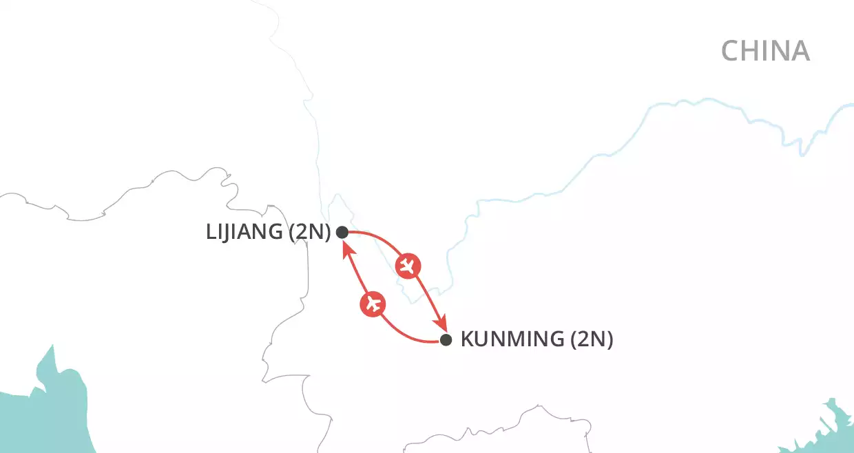 Kunming & Lijiang  map