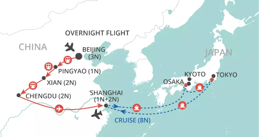China by Land, Japan by Sea D map