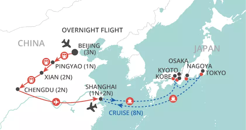 China by Land, Japan by Sea B  map