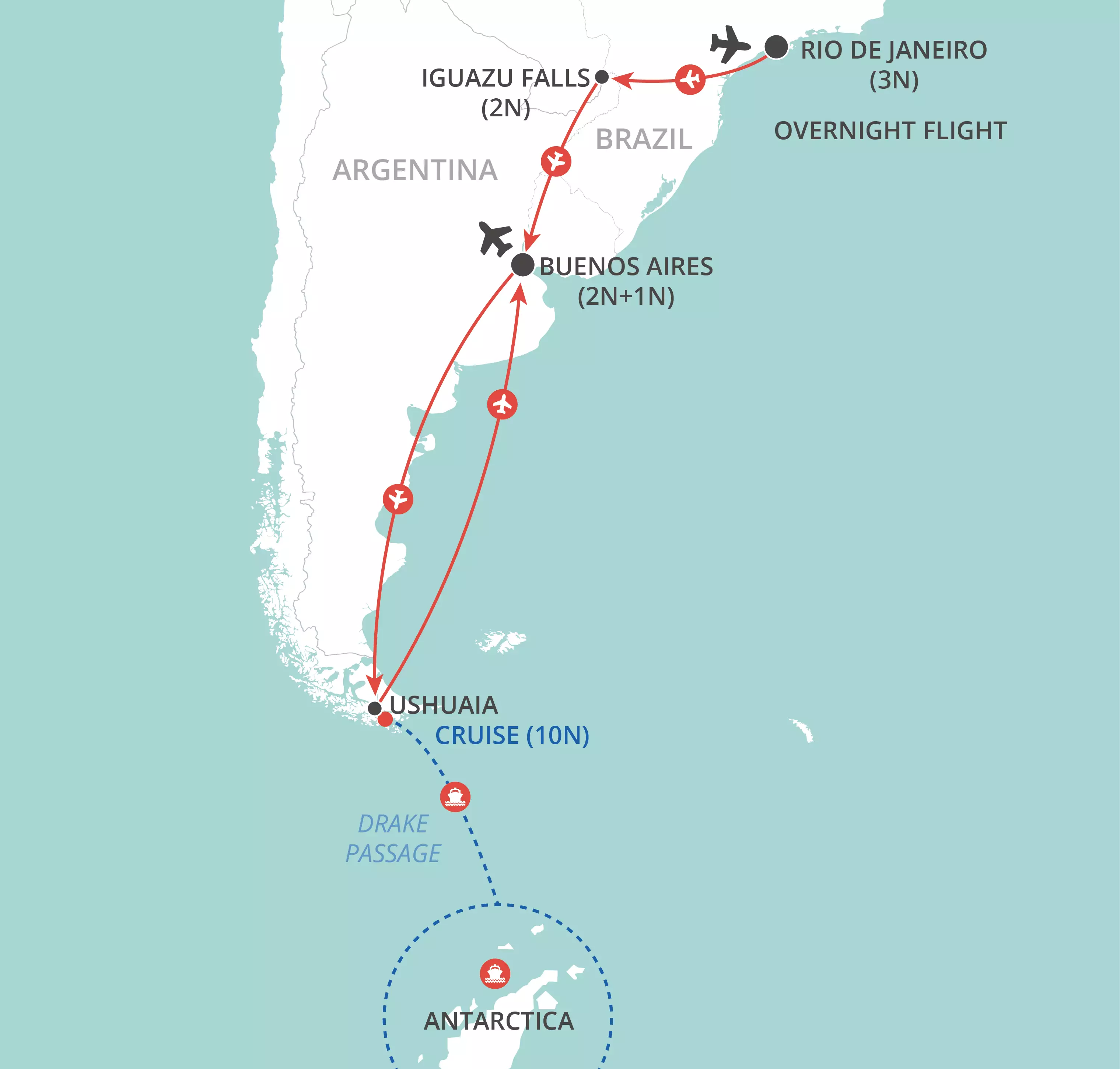 Antarctica & Latin Wonders map