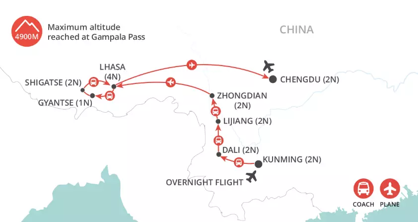 Tibetan Wonders 2026 & 2027 map