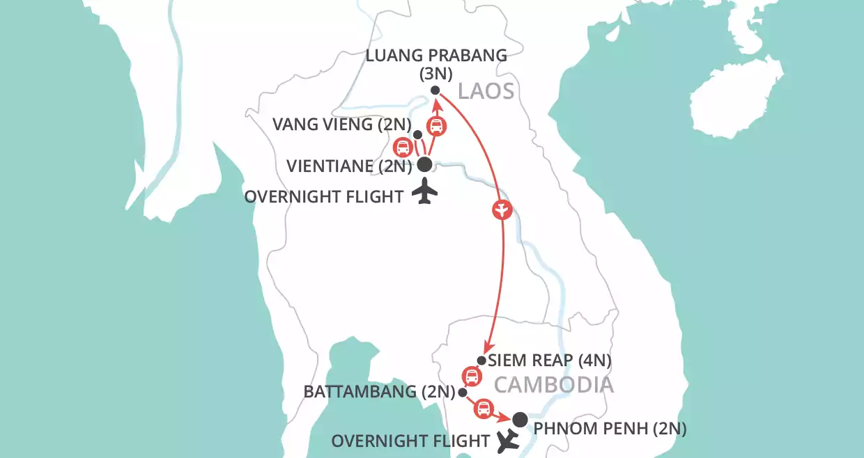 Laos and Cambodia Unveiled map