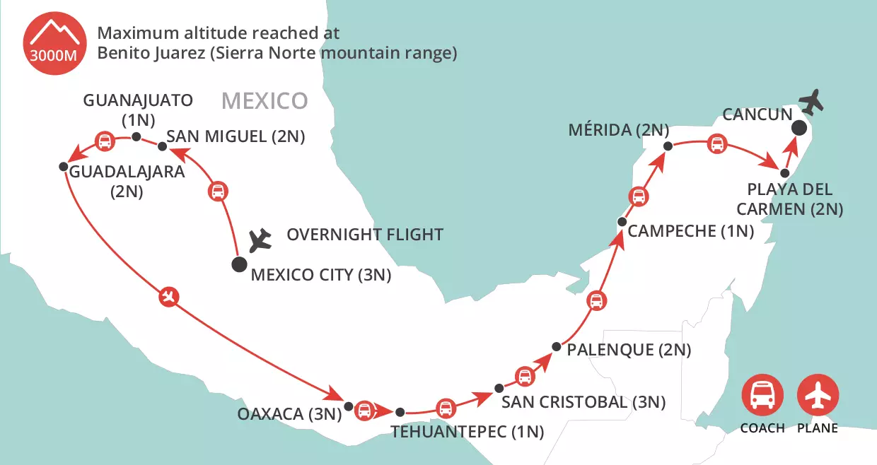 Grand Impressions of Mexico map