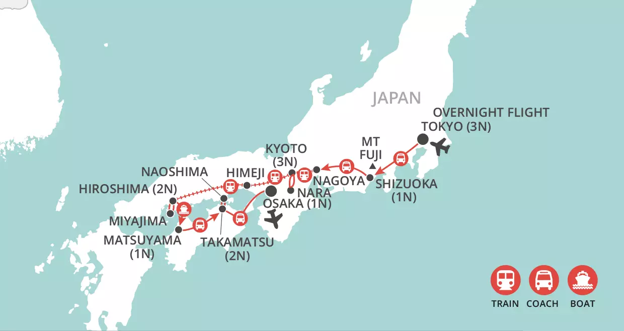 Gems of Japan & Shikoku map