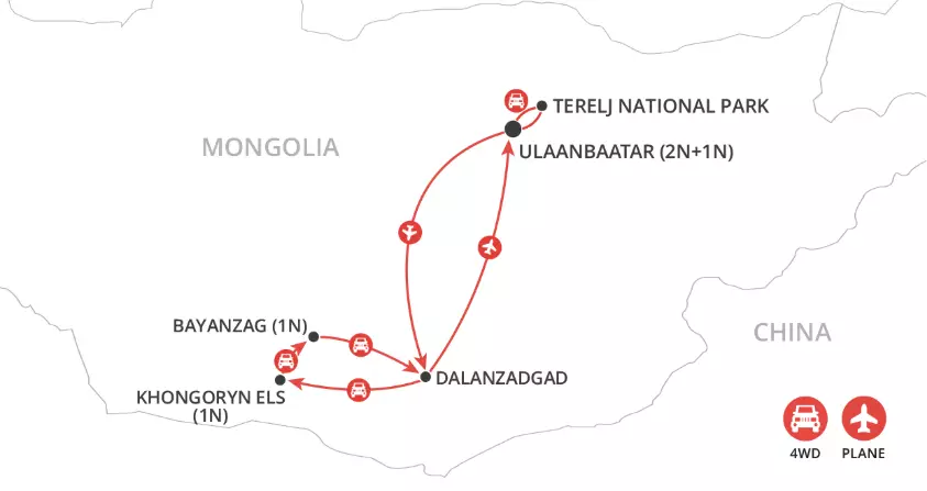 Mongolia & the Gobi Desert map