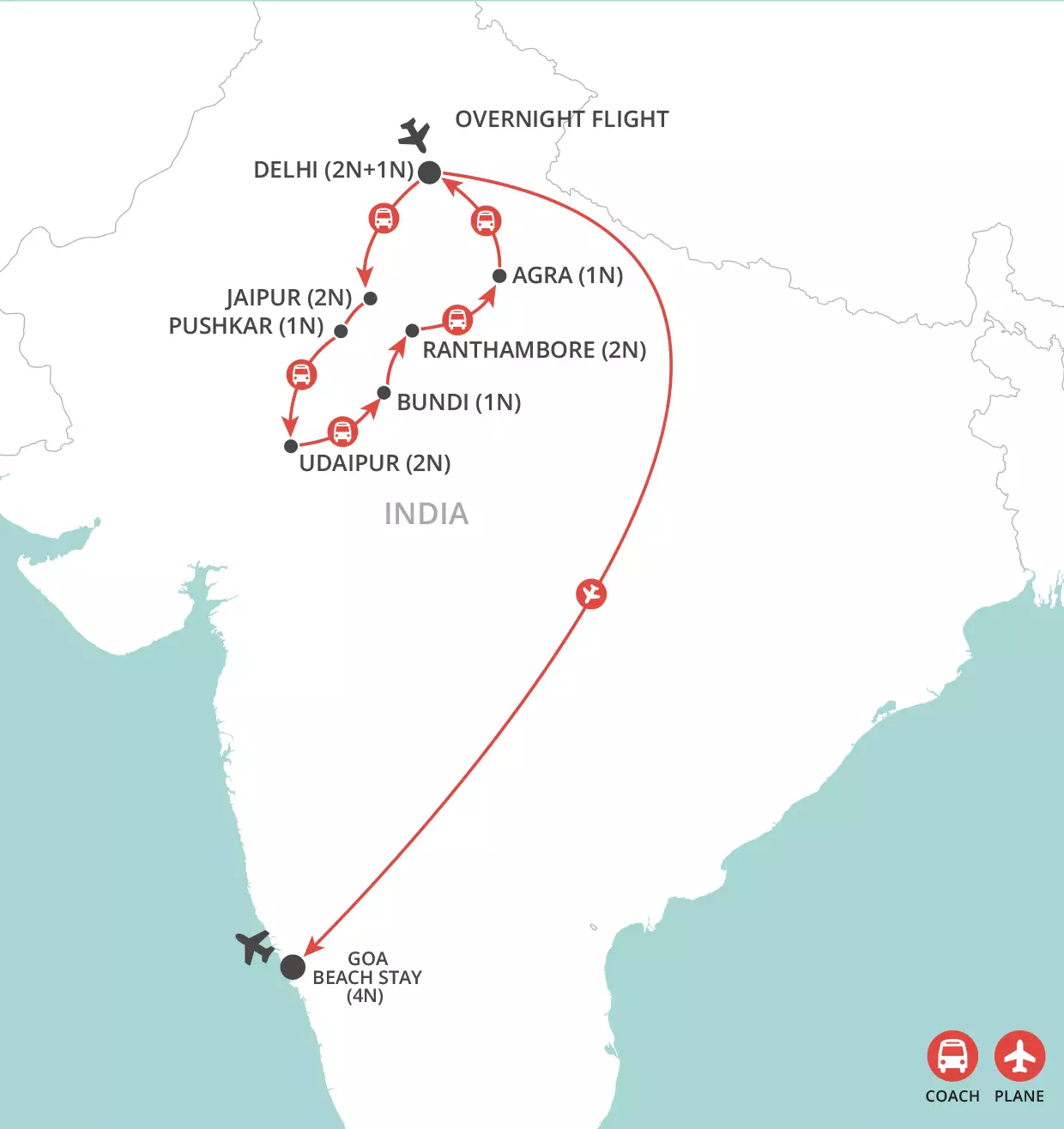 Inspiring India & Goa Beach map