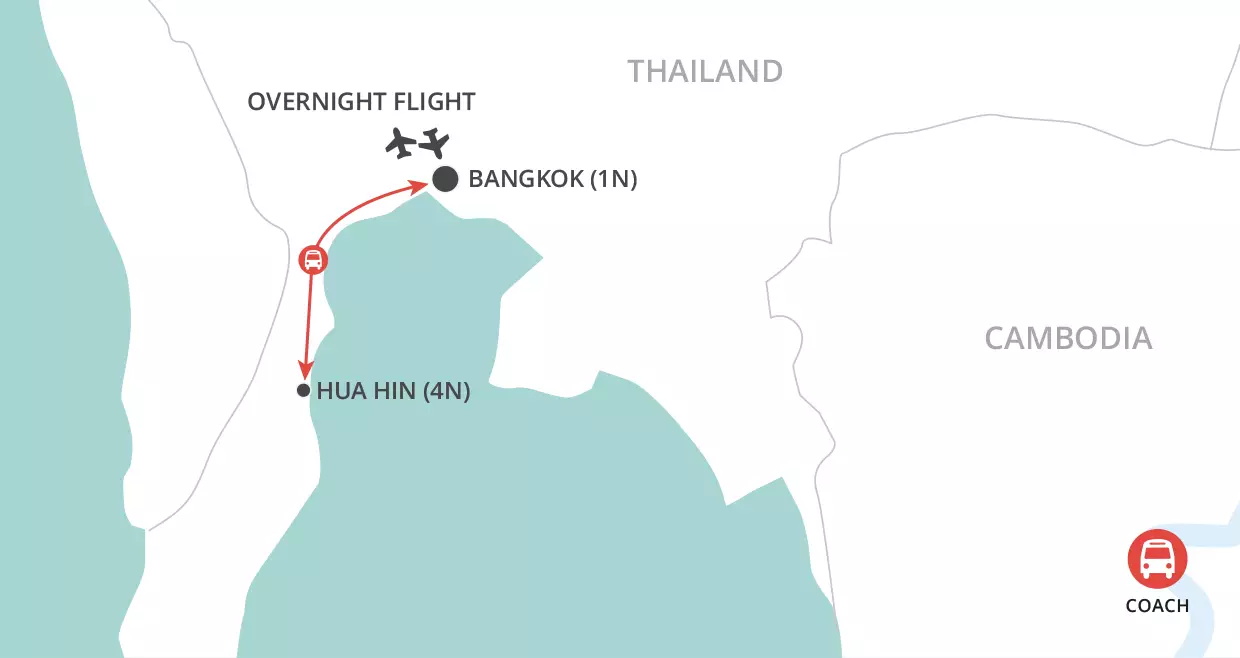 Bangkok & Hua Hin Beach Short Stay map