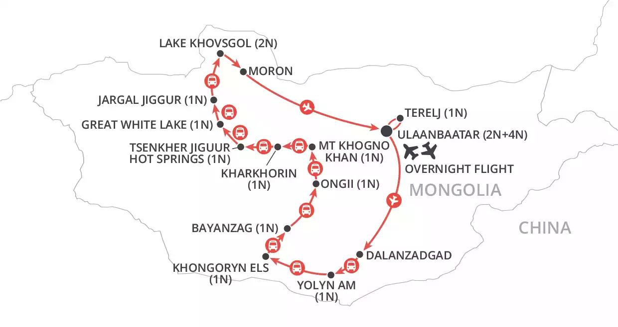 Mongolia & Naadam Festival map