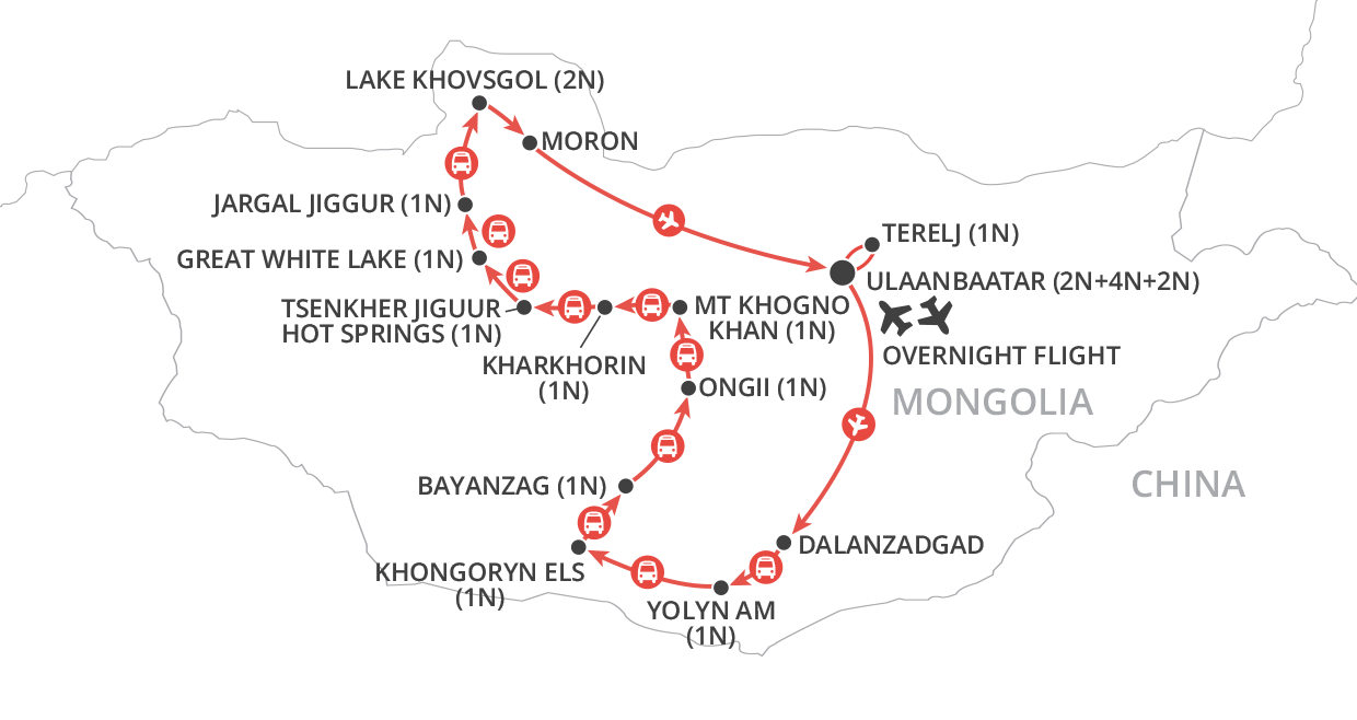 Mongolia and the Naadam Festival map