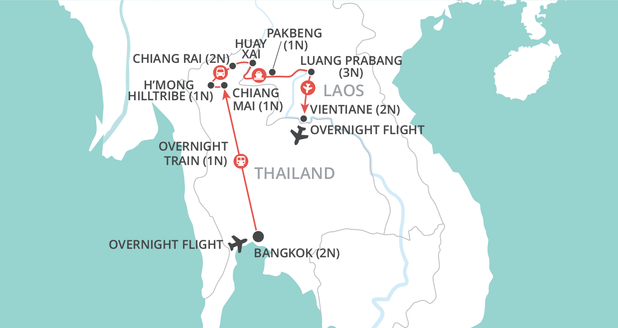 Thailand & Laos Adventure map