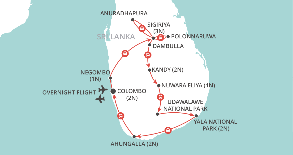 Highlights of Sri Lanka map