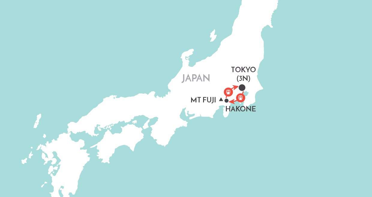 Tokyo Mt Fuji &amp; Bullet Train map