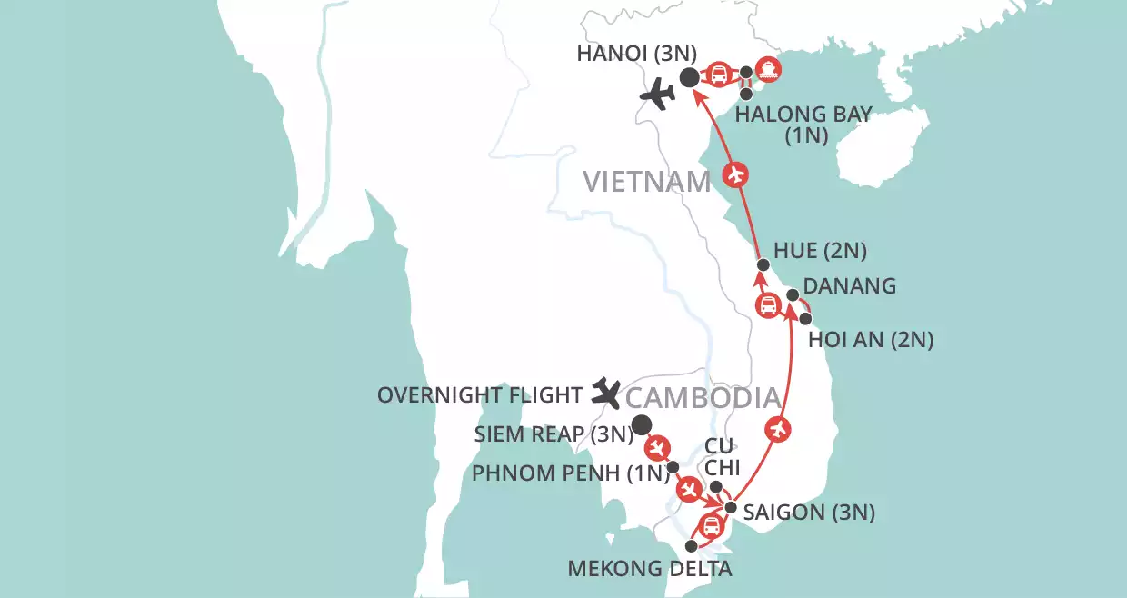 Angkor to the Bay map