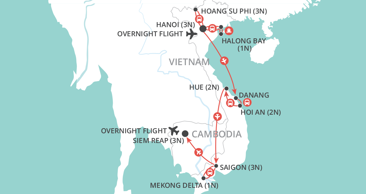 Vietnam & Cambodia Discovery map