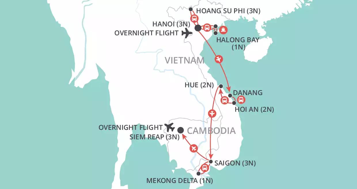 Vietnam & Cambodia Discovery map